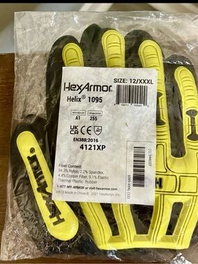 HexArmor Helix 1095 High-Vis Yellow & Black Work Gloves